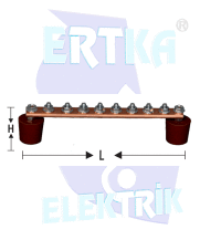 45191 - NÖTR POTANSİYEL BARA 1 GİRİŞ - 10 ÇIKIŞ /250A (Cu20x5mm) (İZOLATÖR AYAKLI)